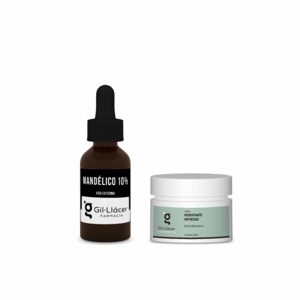 Dúo Exfoliante Purificante: Activo Concentrado Ácido Mandelico + Crema Hidratante Antiedad Textura Ligera 25ml Gil Llácer